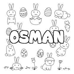 Coloriage pr&eacute;nom OSMAN - d&eacute;cor Paques