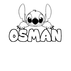 Coloriage prénom OSMAN - décor Stitch