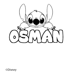 Coloriage pr&eacute;nom OSMAN - d&eacute;cor Stitch