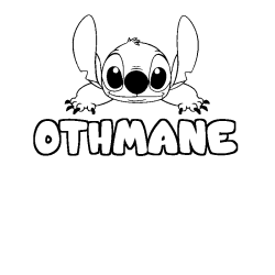 Coloriage prénom OTHMANE - décor Stitch