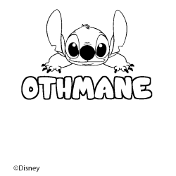 Coloriage pr&eacute;nom OTHMANE - d&eacute;cor Stitch