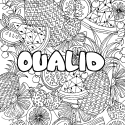 Coloriage prénom OUALID - décor Mandala fruits