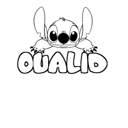 Coloriage prénom OUALID - décor Stitch