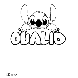 Coloriage pr&eacute;nom OUALID - d&eacute;cor Stitch