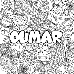 Coloriage OUMAR - d&eacute;cor Mandala fruits