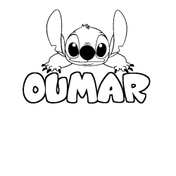 Coloriage prénom OUMAR - décor Stitch