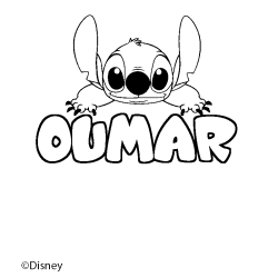 Coloriage pr&eacute;nom OUMAR - d&eacute;cor Stitch