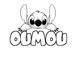 Coloriage prénom OUMOU - décor Stitch
