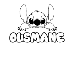 Coloriage prénom OUSMANE - décor Stitch