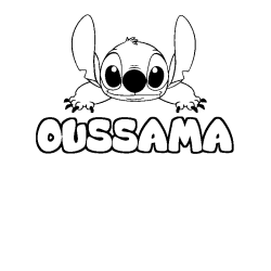 Coloriage prénom OUSSAMA - décor Stitch