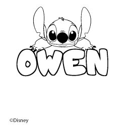 Coloriage pr&eacute;nom OWEN - d&eacute;cor Stitch