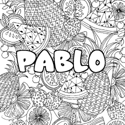 Coloriage prénom PABLO - décor Mandala fruits