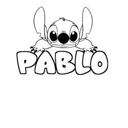 Coloriage prénom PABLO - décor Stitch