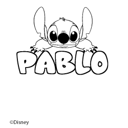 Coloriage pr&eacute;nom PABLO - d&eacute;cor Stitch