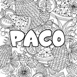 Coloriage prénom PACO - décor Mandala fruits