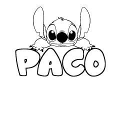 Coloriage prénom PACO - décor Stitch