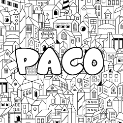Coloriage prénom PACO - décor Ville