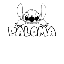 Coloriage prénom PALOMA - décor Stitch