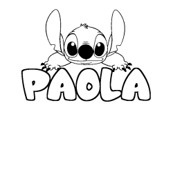 Coloriage prénom PAOLA - décor Stitch