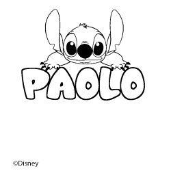 Coloriage pr&eacute;nom PAOLO - d&eacute;cor Stitch