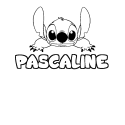 Coloriage prénom PASCALINE - décor Stitch