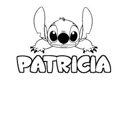 Coloriage prénom PATRICIA - décor Stitch