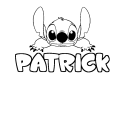 Coloriage prénom PATRICK - décor Stitch