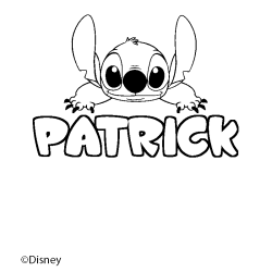 Coloriage pr&eacute;nom PATRICK - d&eacute;cor Stitch