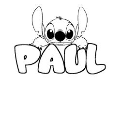 Coloriage prénom PAUL - décor Stitch