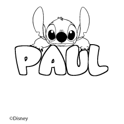 Coloriage pr&eacute;nom PAUL - d&eacute;cor Stitch