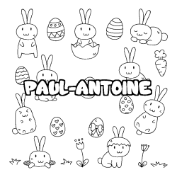 Coloriage prénom PAUL-ANTOINE - décor Paques