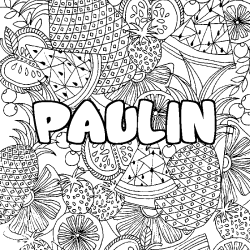 Coloriage prénom PAULIN - décor Mandala fruits