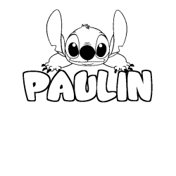 Coloriage prénom PAULIN - décor Stitch