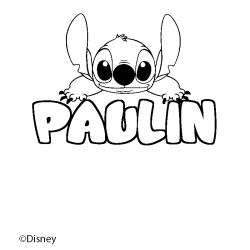 Coloriage pr&eacute;nom PAULIN - d&eacute;cor Stitch