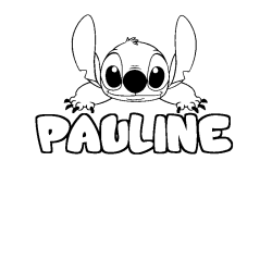 Coloriage prénom PAULINE - décor Stitch
