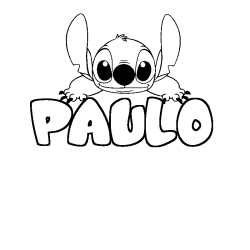 Coloriage prénom PAULO - décor Stitch