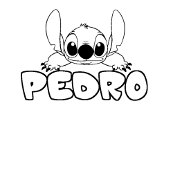 Coloriage prénom PEDRO - décor Stitch