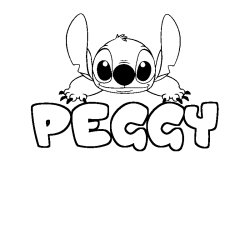 Coloriage prénom PEGGY - décor Stitch