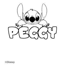 Coloriage pr&eacute;nom PEGGY - d&eacute;cor Stitch