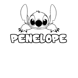 Coloriage prénom PENELOPE - décor Stitch