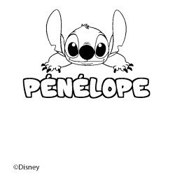 Coloriage pr&eacute;nom P&Eacute;N&Eacute;LOPE - d&eacute;cor Stitch