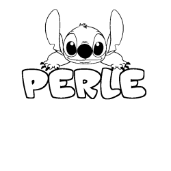Coloriage prénom PERLE - décor Stitch