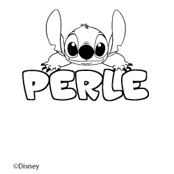 Coloriage pr&eacute;nom PERLE - d&eacute;cor Stitch
