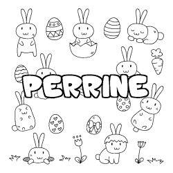 Coloriage pr&eacute;nom PERRINE - d&eacute;cor Paques