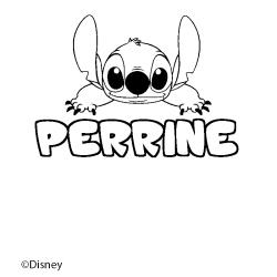 Coloriage pr&eacute;nom PERRINE - d&eacute;cor Stitch