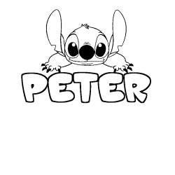 Coloriage prénom PETER - décor Stitch