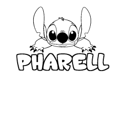 Coloriage prénom PHARELL - décor Stitch