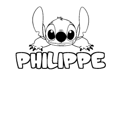 Coloriage prénom PHILIPPE - décor Stitch