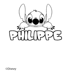 Coloriage pr&eacute;nom PHILIPPE - d&eacute;cor Stitch