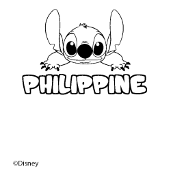 Coloriage pr&eacute;nom PHILIPPINE - d&eacute;cor Stitch